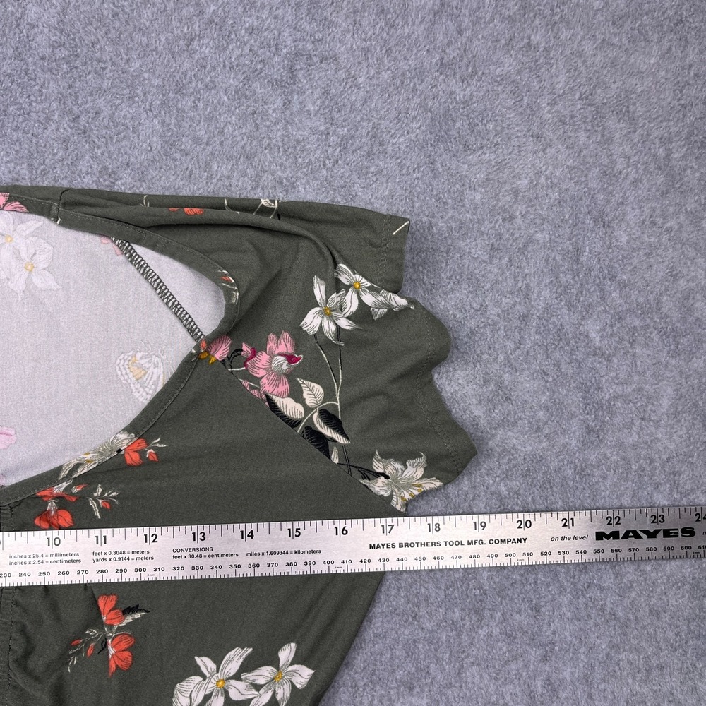 No Boundaries Mini Tiered Dress Womens Large Green Floral Short Sleeve - Picture 6 of 6